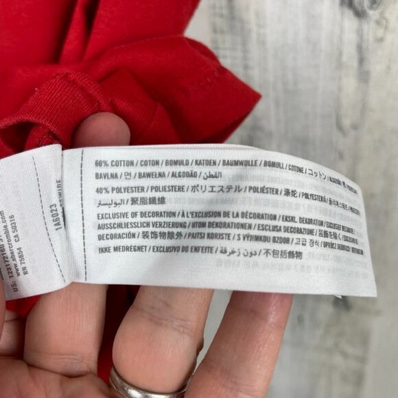 Abercrombie & Fitch logo tee raised lettering applique preppy red size Medium - Picture 5 of 7